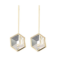 Parallelepiped 18k gold with Quartz Drop Earring