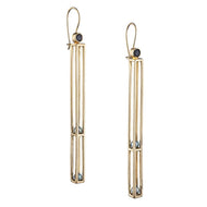 Caged Long Two Tier Gold Earring